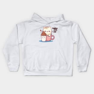 Cappuccino Kitty Cuddles - Cat and Whipped Coffee Art Kids Hoodie